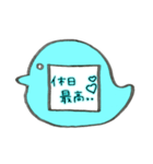 ♡先生のバッジスタンプ♡鳥/水色（個別スタンプ：10）