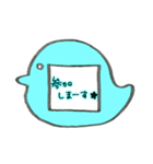 ♡先生のバッジスタンプ♡鳥/水色（個別スタンプ：11）