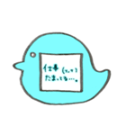 ♡先生のバッジスタンプ♡鳥/水色（個別スタンプ：19）