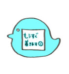 ♡先生のバッジスタンプ♡鳥/水色（個別スタンプ：21）