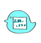 ♡先生のバッジスタンプ♡鳥/水色（個別スタンプ：22）
