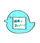 ♡先生のバッジスタンプ♡鳥/水色（個別スタンプ：36）