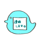 ♡先生のバッジスタンプ♡鳥/水色（個別スタンプ：39）