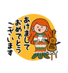 ウクレレちゃんと女の子お正月ご挨拶（個別スタンプ：1）