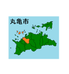 拡大する香川県の市町村地図（個別スタンプ：2）
