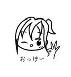 四角い白黒の女の子スタンプ（個別スタンプ：4）