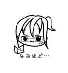 四角い白黒の女の子スタンプ（個別スタンプ：6）