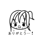 四角い白黒の女の子スタンプ（個別スタンプ：7）