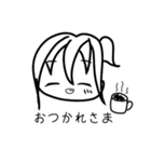 四角い白黒の女の子スタンプ（個別スタンプ：8）