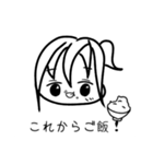 四角い白黒の女の子スタンプ（個別スタンプ：9）
