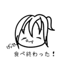 四角い白黒の女の子スタンプ（個別スタンプ：10）