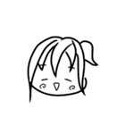 四角い白黒の女の子スタンプ（個別スタンプ：14）