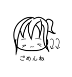 四角い白黒の女の子スタンプ（個別スタンプ：16）