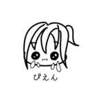 四角い白黒の女の子スタンプ（個別スタンプ：17）