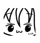 四角い白黒の女の子スタンプ（個別スタンプ：18）