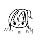 四角い白黒の女の子スタンプ（個別スタンプ：20）