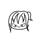 四角い白黒の女の子スタンプ（個別スタンプ：21）