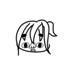 四角い白黒の女の子スタンプ（個別スタンプ：22）
