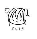 四角い白黒の女の子スタンプ（個別スタンプ：23）