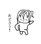 四角い白黒の女の子スタンプ（個別スタンプ：25）