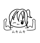 四角い白黒の女の子スタンプ（個別スタンプ：27）