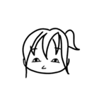 四角い白黒の女の子スタンプ（個別スタンプ：28）