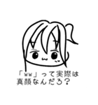 四角い白黒の女の子スタンプ（個別スタンプ：30）