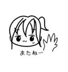 四角い白黒の女の子スタンプ（個別スタンプ：40）