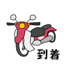 ピンク色の小型バイクでツーリング（個別スタンプ：5）
