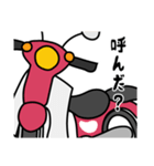 ピンク色の小型バイクでツーリング（個別スタンプ：11）