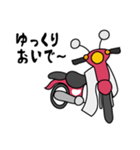 ピンク色の小型バイクでツーリング（個別スタンプ：14）