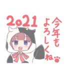 黒猫にゃんこと猫系女子のお正月（個別スタンプ：20）