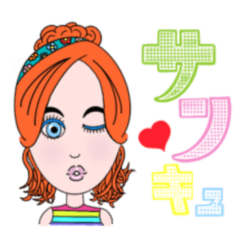 [LINEスタンプ] レトロでファンキーな女の子