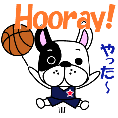 [LINEスタンプ] バスケ犬 英語と日本語