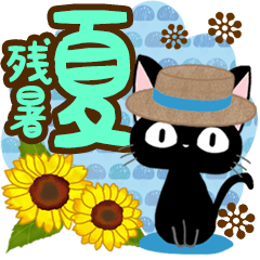 黒猫の気づかい大人スタンプ【夏〜残暑】