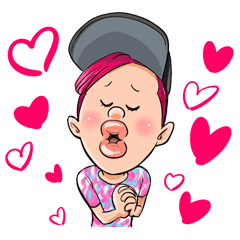 [LINEスタンプ] ピンクヘアーでキスしたい♡