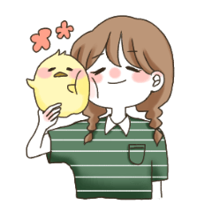 [LINEスタンプ] ひよとみつあみちゃん