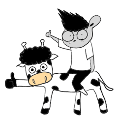 [LINEスタンプ] ウシくんとネズミくん