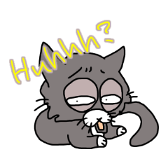 [LINEスタンプ] 灰色猫だけど名前はクロの日常会話(英語)