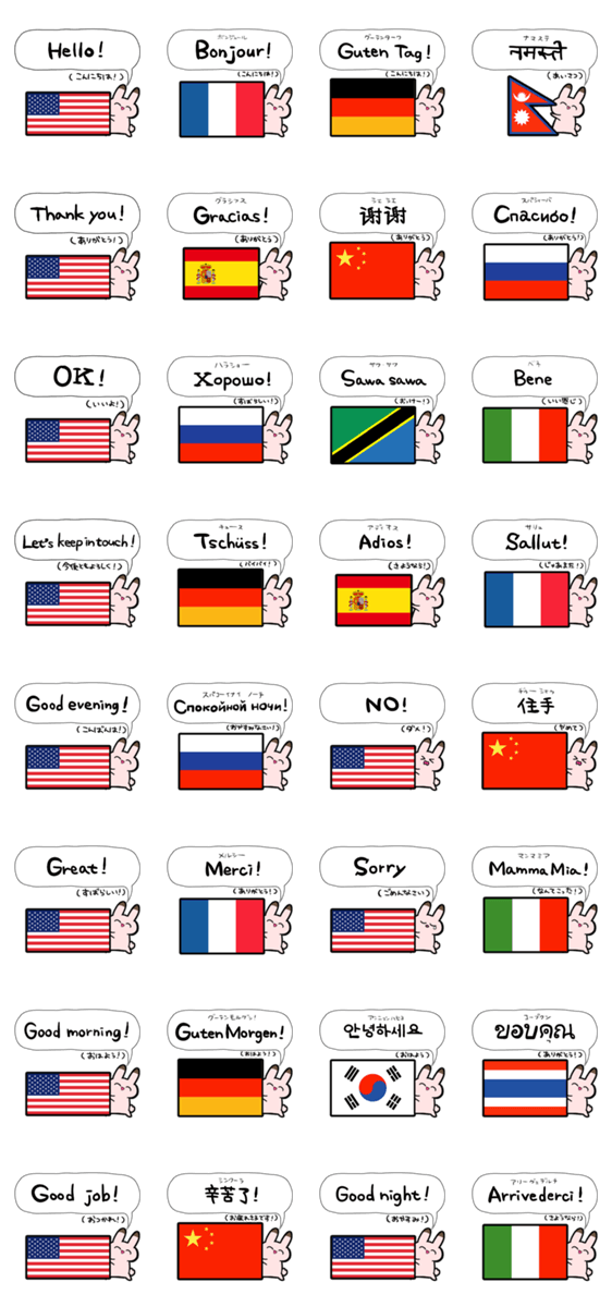 毎日使える世界のあいさつのスタンプ詳細