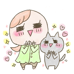 ほめ子と猫ちゃんスタンプ