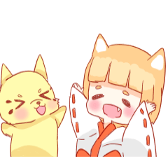 [LINEスタンプ] キツネの巫女ちやん