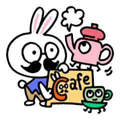 [LINEスタンプ] ヒゲうさぎカフェ