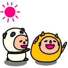 [LINEスタンプ] パンダと猫(鍬十五郎7)