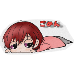[LINEスタンプ] 表情で分かる赤髪の子(寝そべり)