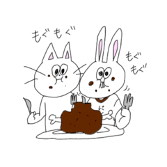 [LINEスタンプ] ねことうさぎの友情他