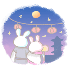 [LINEスタンプ] 秋の月のかわいい伝統的なウサギ