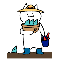 [LINEスタンプ] 魚を栽培するネコ