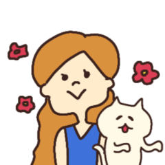 [LINEスタンプ] ふわふわ髪と猫