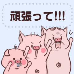 [LINEスタンプ] Bob the Funny Pig: Family Story (JP)
